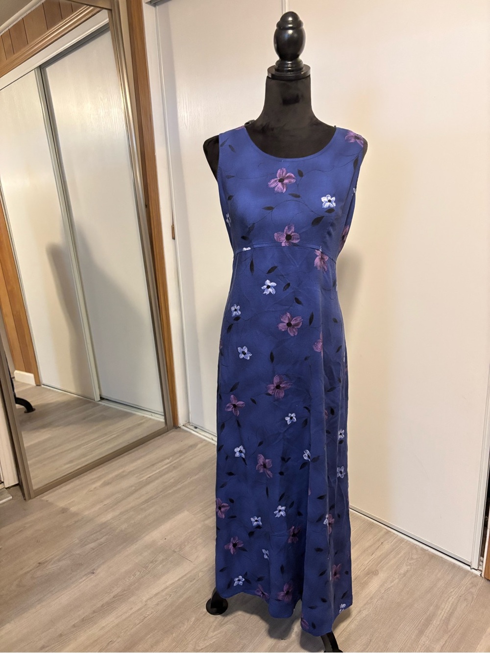VTG Womens Blue Violet Floral Maxi Dress 90’s Cottagecore Y2K 2000’s Classic